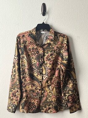 Van Heusen Paisley Button-Front Jacket in Gold, Black, Brown and Red